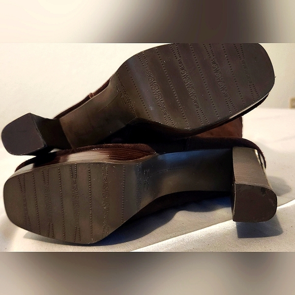STEWART WEIZMANN ✨️VINTAGE✨️ BROWN SUEDE KNEE HIGH BLOCK HEEL BOOTS SIZE 6.5 M - Picture 5 of 11